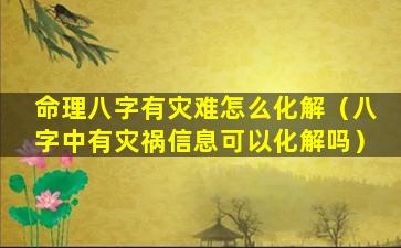 命理八字有灾难怎么化解（八字中有灾祸信息可以化解吗）