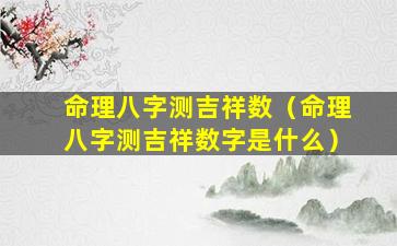 命理八字测吉祥数（命理八字测吉祥数字是什么）