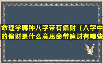 命理学哪种八字带有偏财（八字中的偏财是什么意思命带偏财有哪些作用）