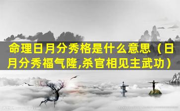 命理日月分秀格是什么意思（日月分秀福气隆,杀官相见主武功）