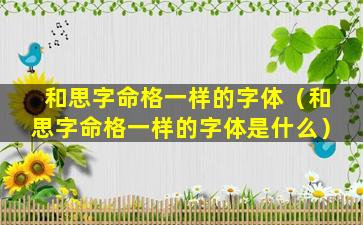 和思字命格一样的字体（和思字命格一样的字体是什么）