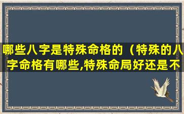 哪些八字是特殊命格的（特殊的八字命格有哪些,特殊命局好还是不好）