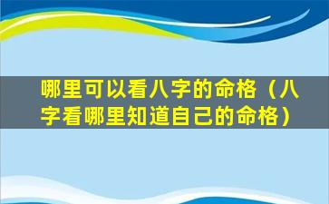 哪里可以看八字的命格（八字看哪里知道自己的命格）