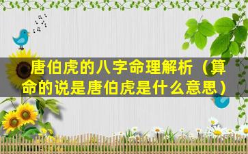 唐伯虎的八字命理解析（算命的说是唐伯虎是什么意思）