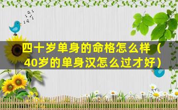 四十岁单身的命格怎么样（40岁的单身汉怎么过才好）