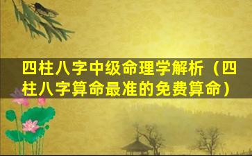 四柱八字中级命理学解析（四柱八字算命最准的免费算命）