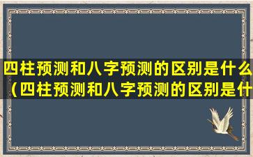 四柱预测和八字预测的区别是什么（四柱预测和八字预测的区别是什么意思）