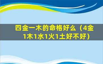 四金一木的命格好么（4金1木1水1火1土好不好）