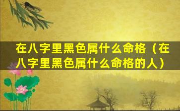 在八字里黑色属什么命格（在八字里黑色属什么命格的人）