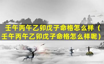 壬午丙午乙卯戊子命格怎么样（壬午丙午乙卯戊子命格怎么样呢）