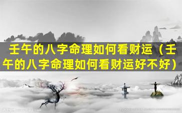 壬午的八字命理如何看财运（壬午的八字命理如何看财运好不好）