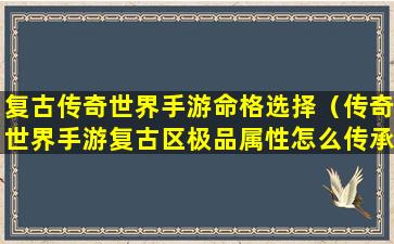 复古传奇世界手游命格选择（传奇世界手游复古区极品属性怎么传承）