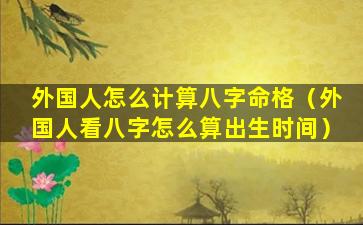 外国人怎么计算八字命格（外国人看八字怎么算出生时间）