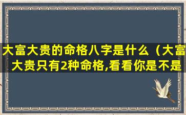 大富大贵的命格八字是什么（大富大贵只有2种命格,看看你是不是这种八字）