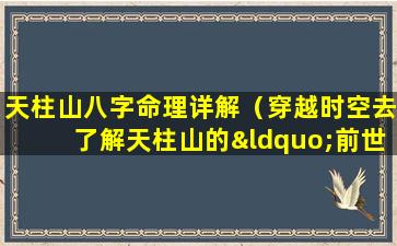 天柱山八字命理详解（穿越时空去了解天柱山的“前世今生”）