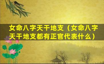 女命八字天干地支（女命八字天干地支都有正官代表什么）