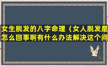 女生脱发的八字命理（女人脱发是怎么回事啊有什么办法解决这个问题）