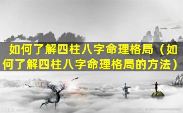 如何了解四柱八字命理格局（如何了解四柱八字命理格局的方法）