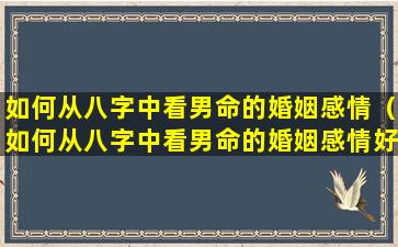 如何从八字中看男命的婚姻感情（如何从八字中看男命的婚姻感情好不好）