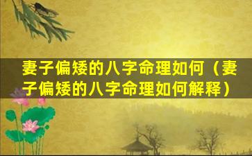 妻子偏矮的八字命理如何（妻子偏矮的八字命理如何解释）