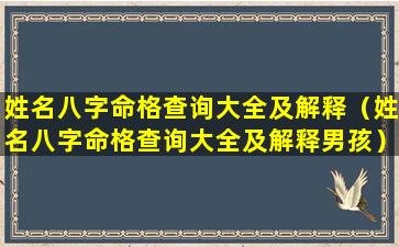 姓名八字命格查询大全及解释（姓名八字命格查询大全及解释男孩）