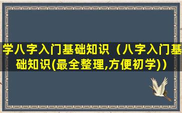 学八字入门基础知识（八字入门基础知识(最全整理,方便初学)）