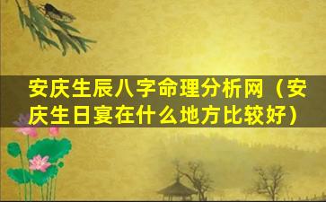 安庆生辰八字命理分析网（安庆生日宴在什么地方比较好）