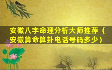 安徽八字命理分析大师推荐（安徽算命算卦电话号码多少）