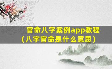 官命八字案例app教程（八字官命是什么意思）