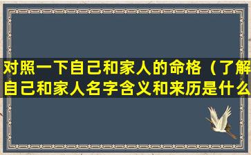 对照一下自己和家人的命格（了解自己和家人名字含义和来历是什么）