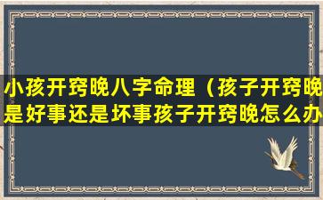 小孩开窍晚八字命理（孩子开窍晚是好事还是坏事孩子开窍晚怎么办）