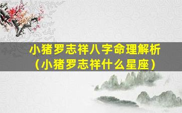 小猪罗志祥八字命理解析（小猪罗志祥什么星座）