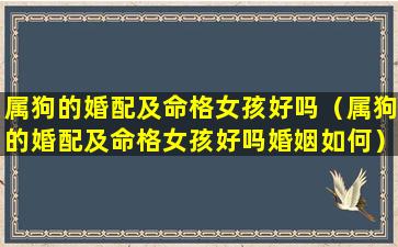 属狗的婚配及命格女孩好吗（属狗的婚配及命格女孩好吗婚姻如何）