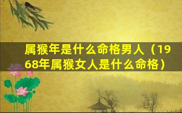 属猴年是什么命格男人（1968年属猴女人是什么命格）