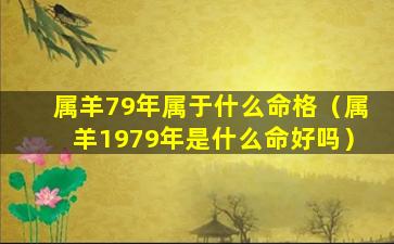 属羊79年属于什么命格（属羊1979年是什么命好吗）