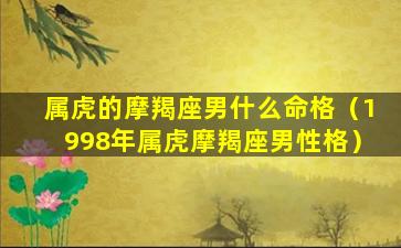 属虎的摩羯座男什么命格（1998年属虎摩羯座男性格）