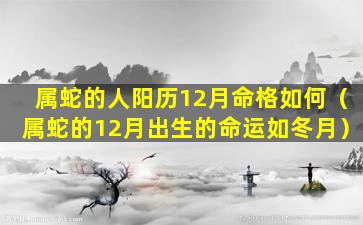 属蛇的人阳历12月命格如何（属蛇的12月出生的命运如冬月）