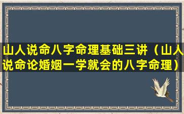 山人说命八字命理基础三讲（山人说命论婚姻一学就会的八字命理）