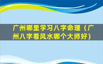 广州哪里学习八字命理（广州八字看风水哪个大师好）