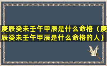 庚辰癸未壬午甲辰是什么命格（庚辰癸未壬午甲辰是什么命格的人）