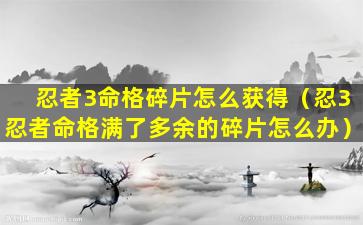 忍者3命格碎片怎么获得（忍3忍者命格满了多余的碎片怎么办）