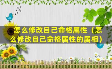 怎么修改自己命格属性（怎么修改自己命格属性的属相）