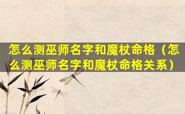 怎么测巫师名字和魔杖命格（怎么测巫师名字和魔杖命格关系）