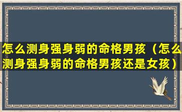 怎么测身强身弱的命格男孩（怎么测身强身弱的命格男孩还是女孩）