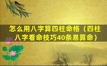 怎么用八字算四柱命格（四柱八字看命技巧40条易算命）