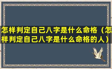 怎样判定自己八字是什么命格（怎样判定自己八字是什么命格的人）