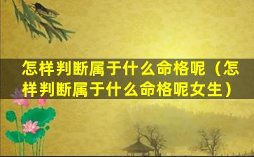 怎样判断属于什么命格呢（怎样判断属于什么命格呢女生）