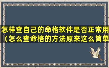 怎样查自己的命格软件是否正常用（怎么查命格的方法原来这么简单就看出来了）