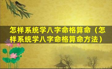 怎样系统学八字命格算命（怎样系统学八字命格算命方法）