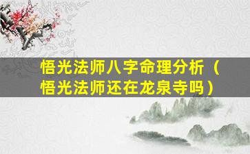 悟光法师八字命理分析（悟光法师还在龙泉寺吗）